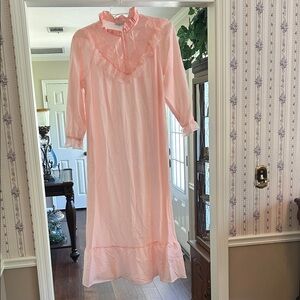 Women's Pink Long Ruffled Nightgown - Soft Sleepwear